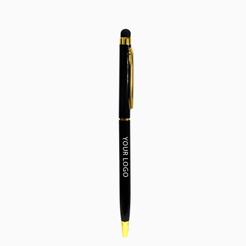 Metal Slim Pen - Black Color With Gold Plated Clip & Tip